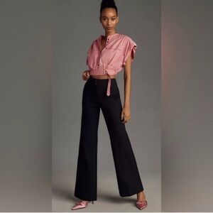 Anthropologie Pants Women’s 14 Maeve Naomi Ponte Wide Leg Flare Black